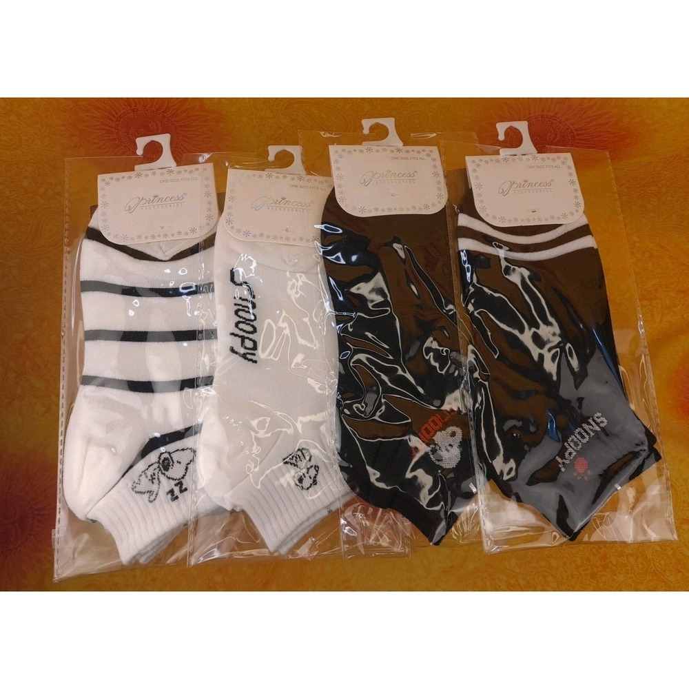 4 Pairs Women Socks Set Thin Cute Snoopy Summer Ankle Princess Accessories OSFA